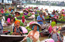 Womens selling on floating boat