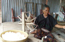 old women with handweaving 
